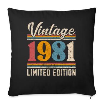 1981 Année de naissance Vintage Retro Vintage - Housse de coussin décorative 45 x 45 cm - noir - Devant