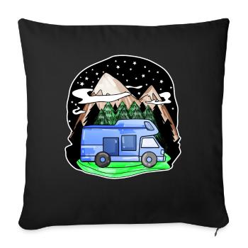 Wohnmobil Berg Berge Camping Camper - Sofakissenbezug 45 x 45 cm - Schwarz - Vorne