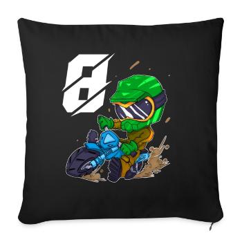 8 years Motocross children - Sofa pillowcase 17,3'' x 17,3'' (45 x 45 cm) - black - Front