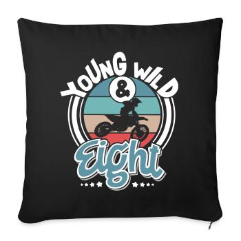 Motocross children 8 years - Sofa pillowcase 17,3'' x 17,3'' (45 x 45 cm) - black - Front