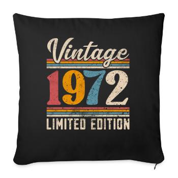 1972 Année de naissance Vintage Retro Vintage - Housse de coussin décorative 45 x 45 cm - noir - Devant