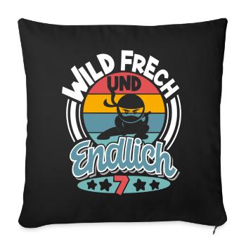 Ninja 7 Jahre Geburtstag Kinder - Sofakissenbezug 45 x 45 cm - Schwarz - Vorne