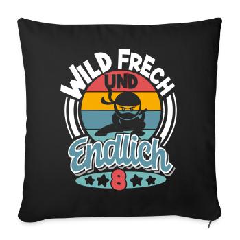 Ninja 8 Jahre Geburtstag Kinder - Sofakissenbezug 45 x 45 cm - Schwarz - Vorne