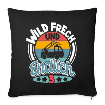 Feuerwehr 3. Geburtstag Kinder - Sofakissenbezug 45 x 45 cm - Schwarz - Vorne