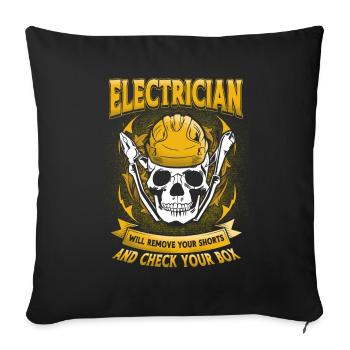 Electrician Saying Gift Electrician - Sofa pillowcase 17,3'' x 17,3'' (45 x 45 cm) - black - Front