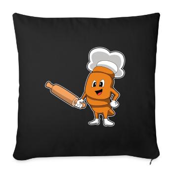Rouleau à pâtisserie de pain - Housse de coussin décorative 45 x 45 cm - noir - Devant