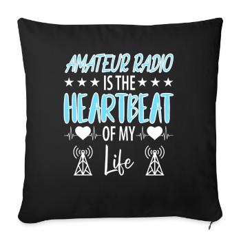Amateur Radio Radio Radio Radio Radio Amateur Vintage - Housse de coussin décorative 45 x 45 cm - noir - Devant