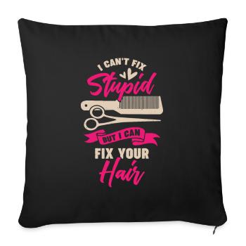 Drôle de coiffeur Coupe de cheveux Cadeau de coiffeur - Housse de coussin décorative 45 x 45 cm - noir - Devant