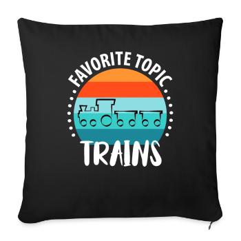 Train Railway Railway Trains Train drivers - Sofa pillowcase 17,3'' x 17,3'' (45 x 45 cm) - black - Front