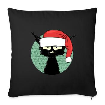Christmas Christmas Cat Kitten Pajamas - Sofa pillowcase 17,3'' x 17,3'' (45 x 45 cm) - black - Front