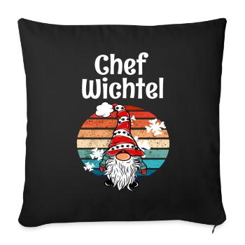 Chef Wichtel Vintage Weihnachts Gnom - Sofakissenbezug 45 x 45 cm - Schwarz - Vorne