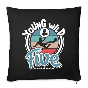 Football 5 years children's birthday party - Sofa pillowcase 17,3'' x 17,3'' (45 x 45 cm) - black - Front