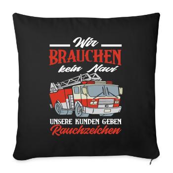 Feuerwehr Löschzug Fahrzeug Feuerwehrmann Spruch - Sofakissenbezug 45 x 45 cm - Schwarz - Vorne