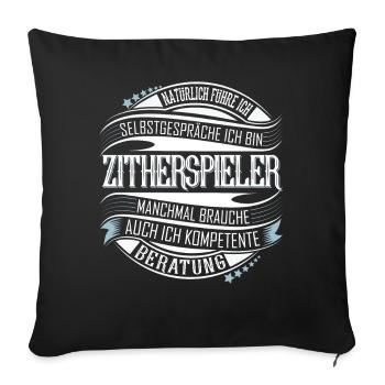 Zither Zitherspieler - Sofakissenbezug 45 x 45 cm - Schwarz - Vorne