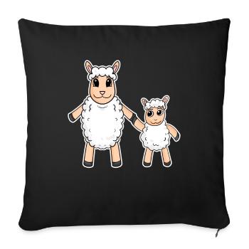 Famille mouton - Mouton avec bébé - Motif mouton - Housse de coussin décorative 45 x 45 cm - noir - Devant