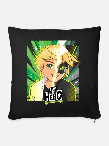 Miraculous I Am My Own Hero Adrien Cat Noir - Sofa pillowcase 17,3'' x 17,3'' (45 x 45 cm) - black