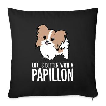 Life Is Better With Papillons - Sofa pillowcase 17,3'' x 17,3'' (45 x 45 cm) - black - Front