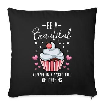 Soyez un joli cupcake dans la mer des muffins - Housse de coussin décorative 45 x 45 cm - noir - Devant