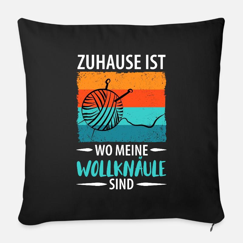 Wolle Stricken Wollknäuel - Sofakissenbezug 45 x 45 cm - Schwarz