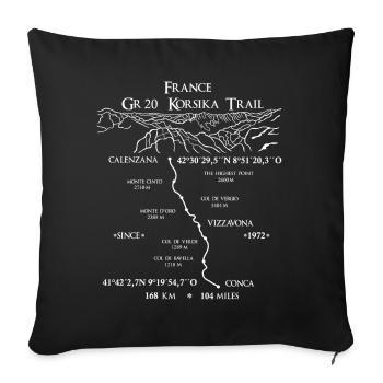 GR20 Corsica Trail France, paysage de montagne blanc - Housse de coussin décorative 45 x 45 cm - noir - Devant