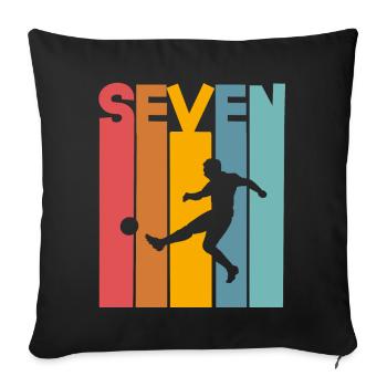 Football 7 years children's birthday party - Sofa pillowcase 17,3'' x 17,3'' (45 x 45 cm) - black - Front