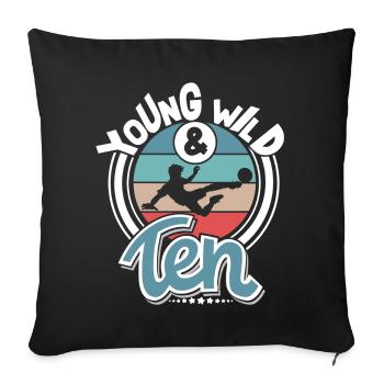 Football 10 years children's birthday party - Sofa pillowcase 17,3'' x 17,3'' (45 x 45 cm) - black - Front