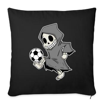 Grim Reaper avec le football - Housse de coussin décorative 45 x 45 cm - noir - Devant