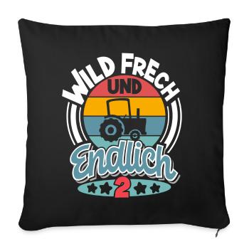 Traktor 2. Geburtstag Kinder - Sofakissenbezug 45 x 45 cm - Schwarz - Vorne