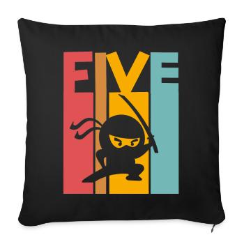 Ninja 5. Geburtstag Kinder - Sofakissenbezug 45 x 45 cm - Schwarz - Vorne