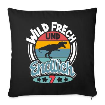 Dinosaurier 7. Geburtstag Kinder T-Rex - Sofakissenbezug 45 x 45 cm - Schwarz - Vorne