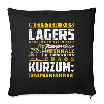Staplerfahrer Lager Lagerist - Sofakissenbezug 45 x 45 cm - Schwarz - Vorne
