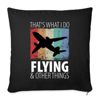 Pilot Aircraft Pilot Airplane Flight Attendant Vintage - Sofa pillowcase 17,3'' x 17,3'' (45 x 45 cm) - black - Front