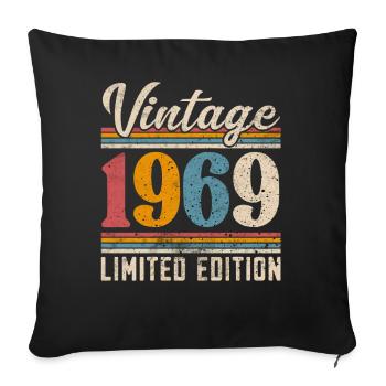 1969 Vintage Year of construction Birthday Vintage - Sofa pillowcase 17,3'' x 17,3'' (45 x 45 cm) - black - Front
