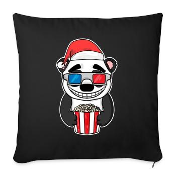 Christmas Panda Bear Popcorn Cinema - Sofa pillowcase 17,3'' x 17,3'' (45 x 45 cm) - black - Front