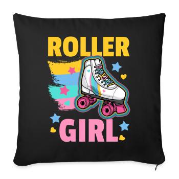 Rollschuhe Roller Girl - Sofakissenbezug 45 x 45 cm - Schwarz - Vorne