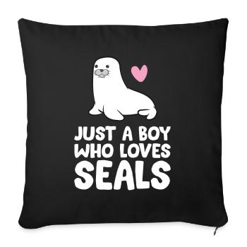Juste un garçon qui aime les phoques - Housse de coussin décorative 45 x 45 cm - noir - Devant