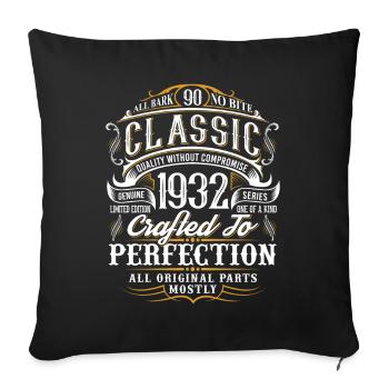 90e anniversaire Année de naissance 1932 Année de naissance - Housse de coussin décorative 45 x 45 cm - noir - Devant