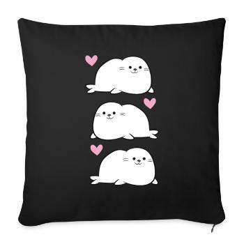 Cute Seals Baby Seals Love Seals - Sofa pillowcase 17,3'' x 17,3'' (45 x 45 cm) - black - Front