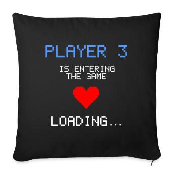 Annonce Grossesse Gamer Enceinte Nerd - Housse de coussin décorative 45 x 45 cm - noir - Devant