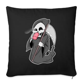 Faucheuse sinistre au café - Housse de coussin décorative 45 x 45 cm - noir - Devant
