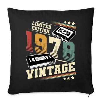 1978 Year of birth Year of construction Birthday Vintage - Sofa pillowcase 17,3'' x 17,3'' (45 x 45 cm) - black - Front