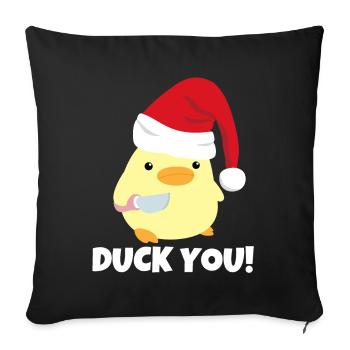 Canard vous! Canard de Noël avec mème au couteau - Housse de coussin décorative 45 x 45 cm - noir - Devant