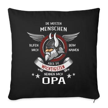 Großvater Geschenk für Wikinger Opa Opi vom Enkel - Sofakissenbezug 45 x 45 cm - Schwarz - Vorne