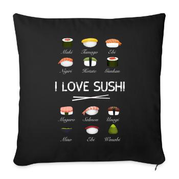 sushi kit love sushi essi sticks vue d’ensemble japon - Housse de coussin décorative 45 x 45 cm - noir - Devant