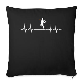 ECG tennis, pouls, battement cardiaque, joueur, court de match, comme - Housse de coussin décorative 45 x 45 cm - noir - Devant