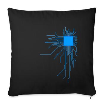 carte bleu ordinateur pc admin core cpu code nerd - Housse de coussin décorative 45 x 45 cm - noir - Devant