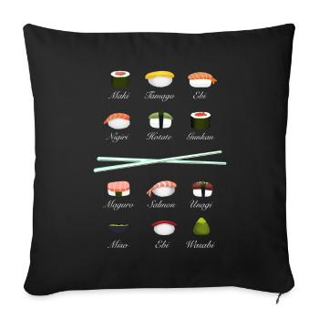 sushi kit Chopsticks manga wasabi japan Reis fish - Sofakissenbezug 45 x 45 cm - Schwarz - Vorne