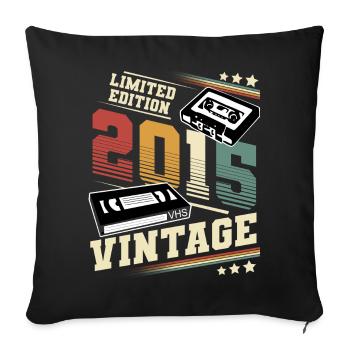 2015 Année de naissance Année de construction Anniversaire millésime - Housse de coussin décorative 45 x 45 cm - noir - Devant