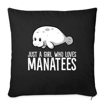 Just a Girl Who Loves Manatees - Sofa pillowcase 17,3'' x 17,3'' (45 x 45 cm) - black - Front