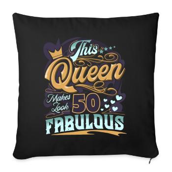 50ème Anniversaire 50 Ans Femmes Dames Reine - Housse de coussin décorative 45 x 45 cm - noir - Devant